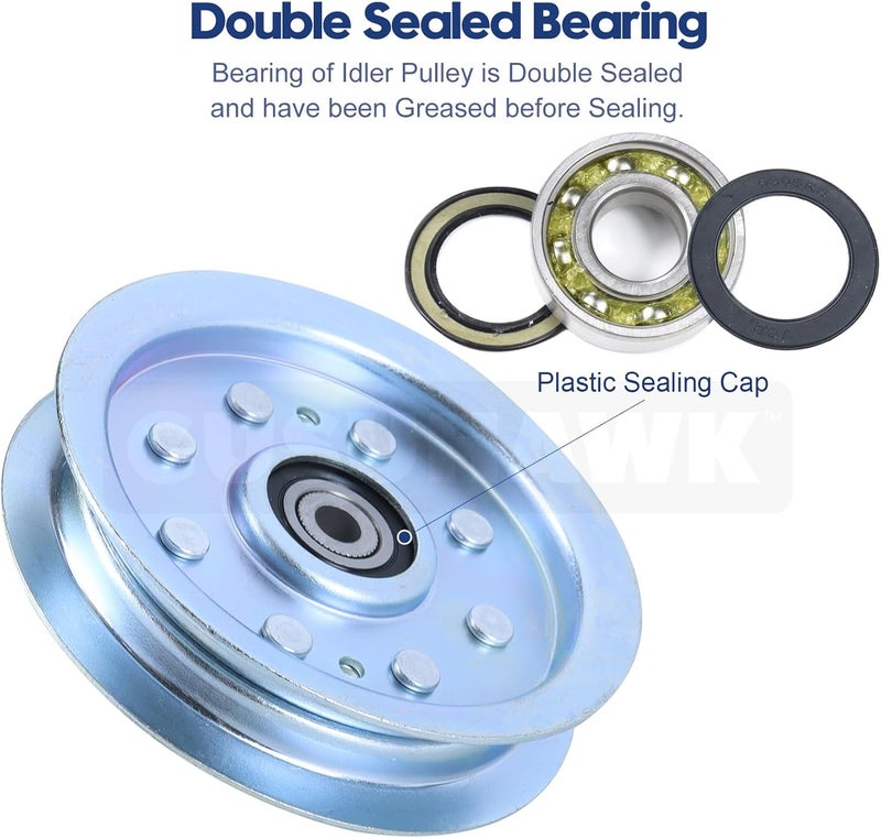 GUSUHAWK 2 Pack 753-08171 Idler Pulley Kit Replaces Cub Cadet 756-04129B, 756-04129, 753-08171, 753-08068 for Cub Cadet RZT 50, RZT 54, RZT 42, LT1042, LT1045, LT2000, LTX 1040, LTX 1050 Lawn Tractors - Image 5